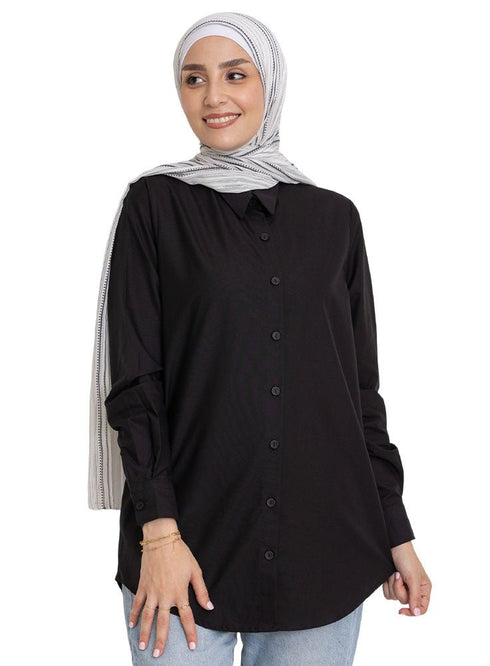 Black L.Oxford Shirt (W) - Khotwh